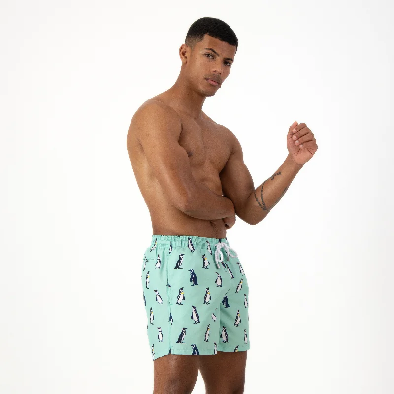 Mid-length Swim Shorts | Penguins / Mint