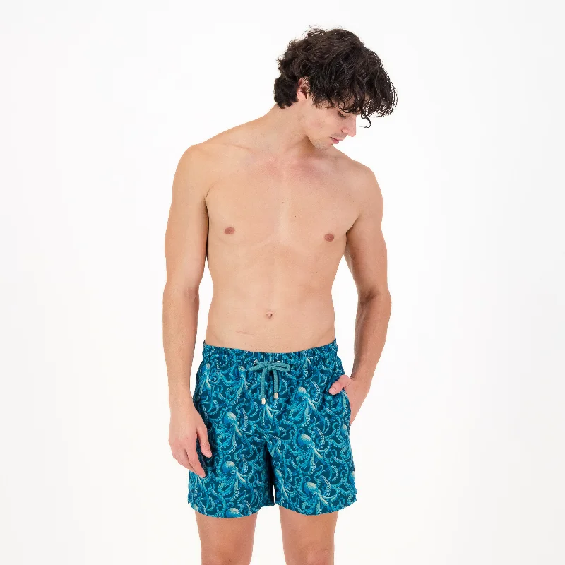 Mid-length Swim Shorts | Octopus / Teal