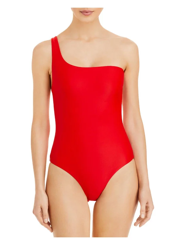 Apex Womens Asymmetric Lined One-Piece Swimsuit