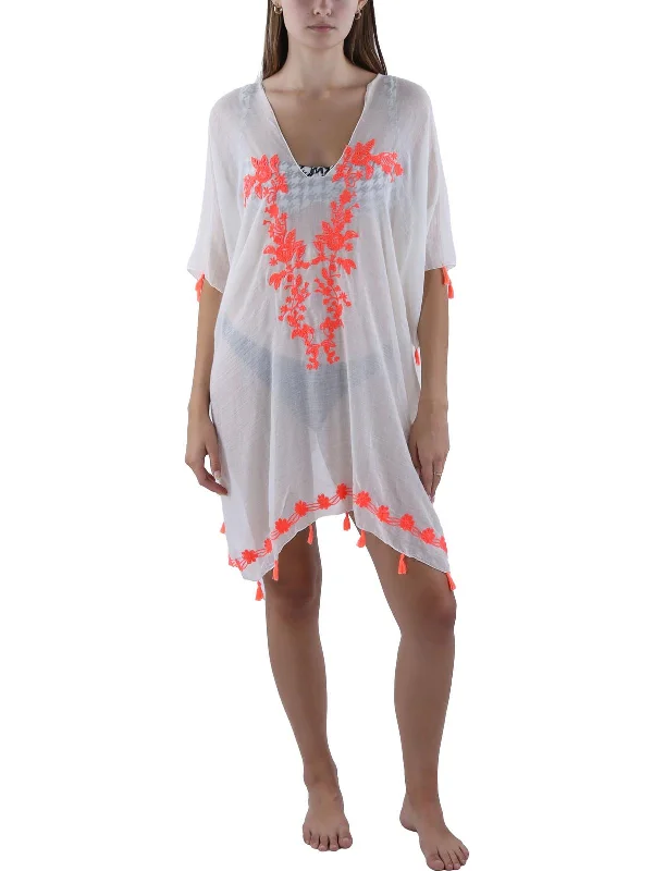 Plus Womens Pull On Embroidered Cover-Up