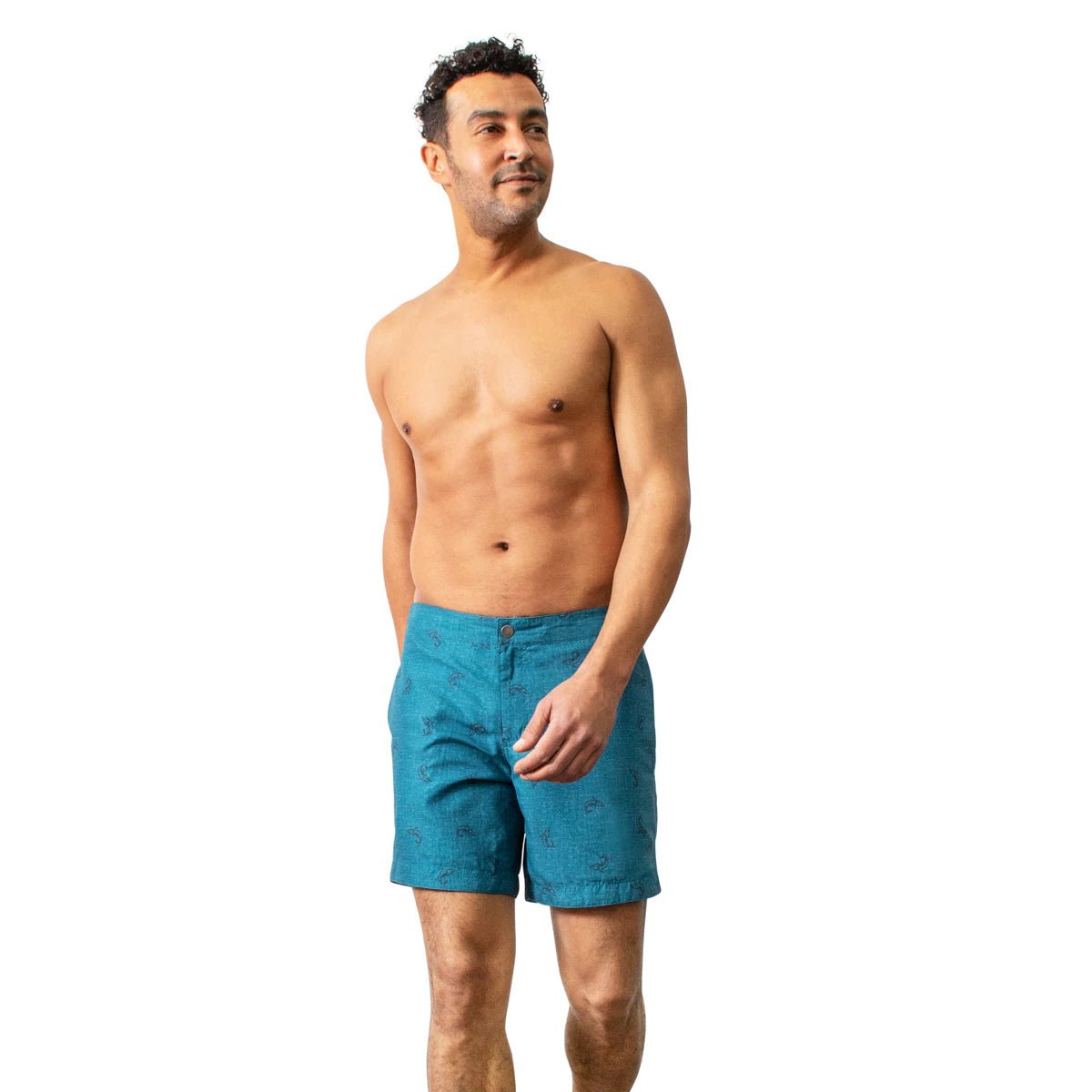 BOTO SHARK PRINT HYBRID SWIM SHORTS