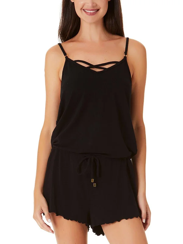 Juniors Womens Strappy Romper Cover-Up