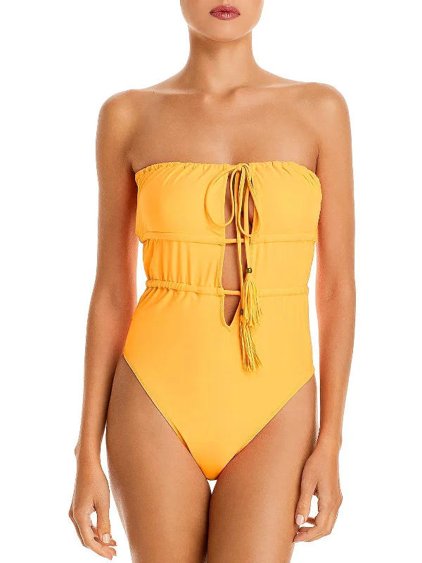 Marta Womens Plunge Gathered One-Piece Swimsuit