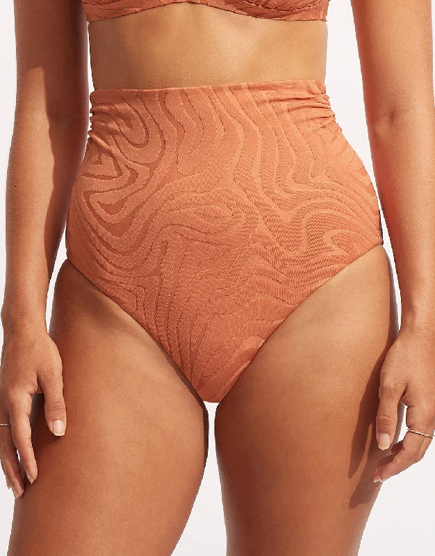 Second Wave High Waist Bikini Pant - Copper Tan