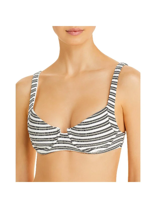 Womens Striped Nylon Bikini Swim top