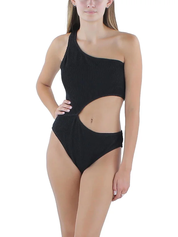 Womens Cutout Textured One-Piece Swimsuit