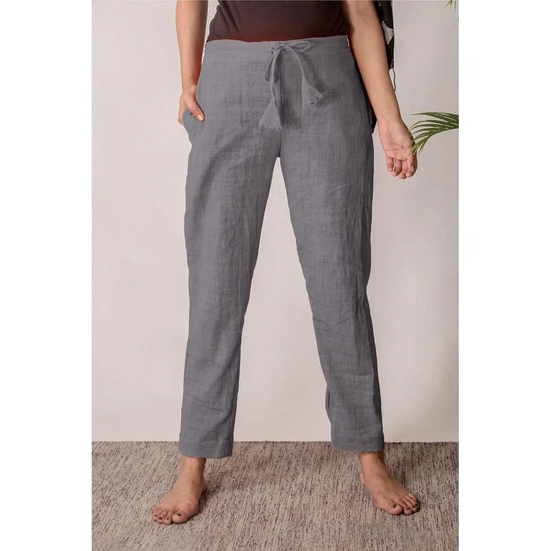 Women Khadi  Grey Yoga Pants