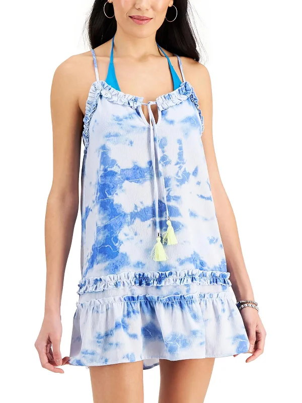 Juniors Womens Tie-Dye Dress Cover-Up