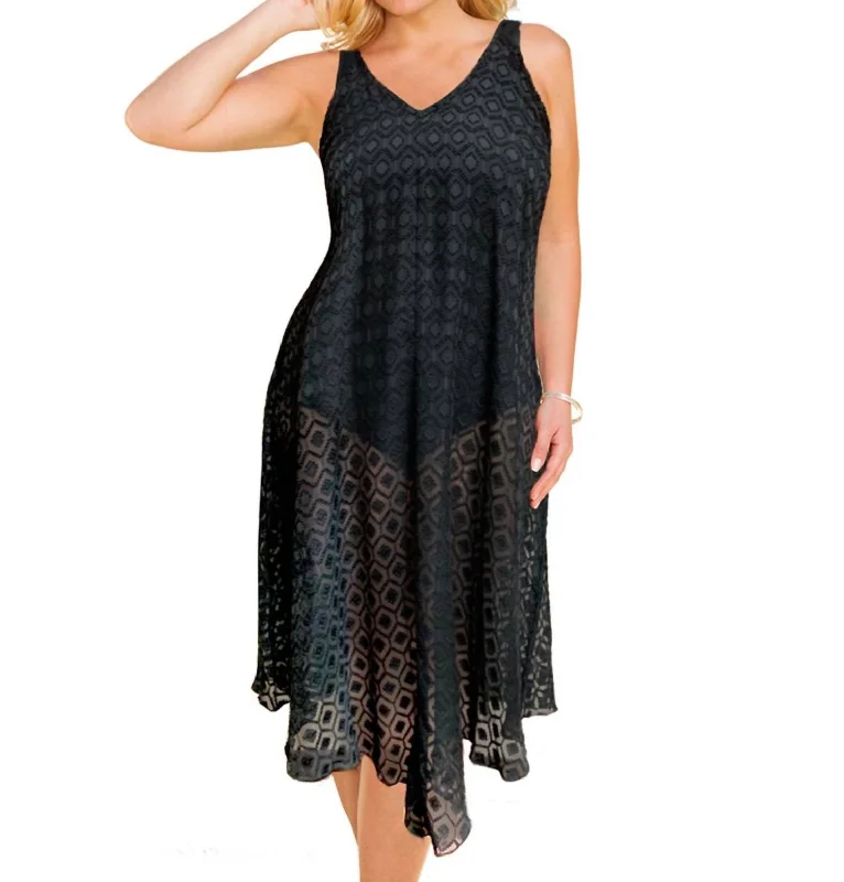 Plus Size V-Bottom Cover Up Dress In Afm Black