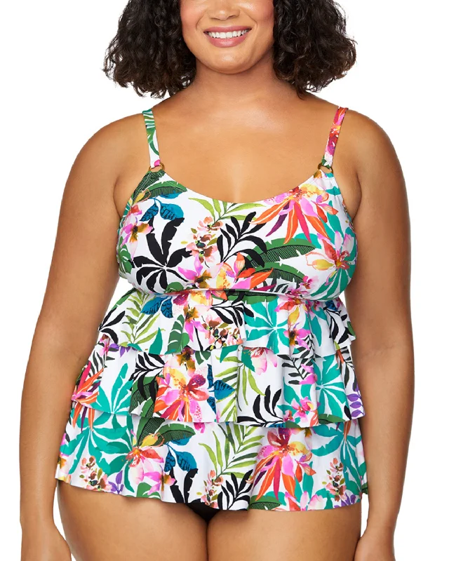 2025 Leilani Plus Hawaiian Haven 3 Tiered Underwire Tankini Top - N850860