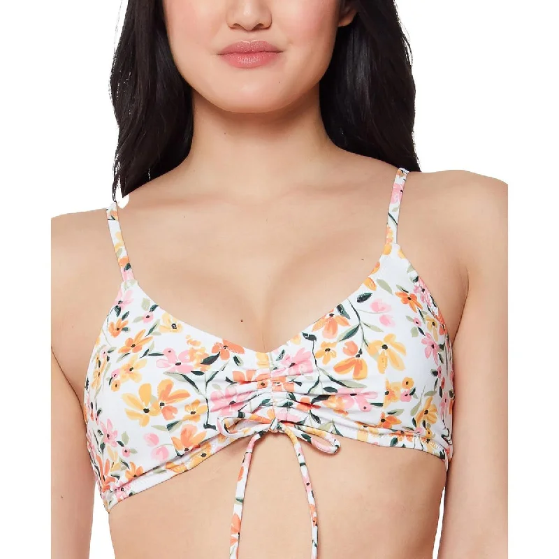 Womens Floral Print Ruched Bikini Swim top