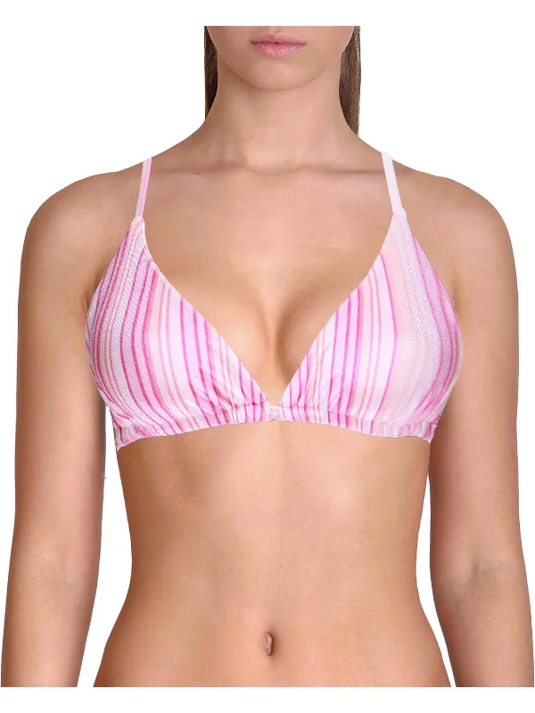 Tia Womens Velvet Striped Bikini Swim Top