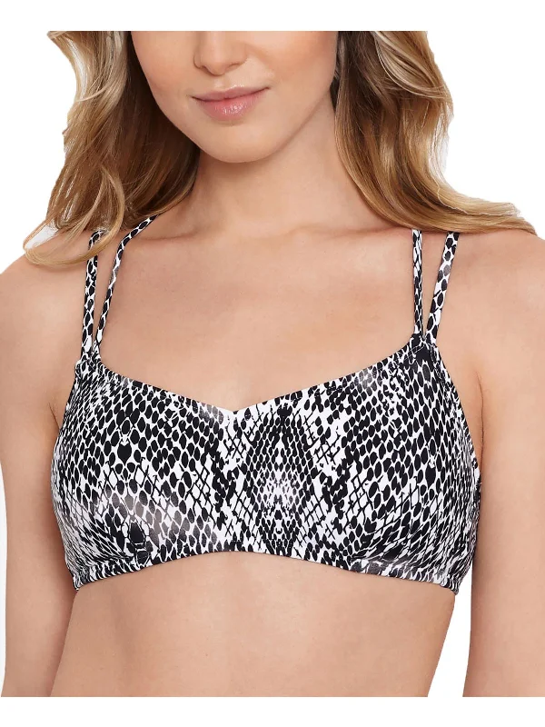 Juniors Womens Snake Print Strappy Bikini Swim Top