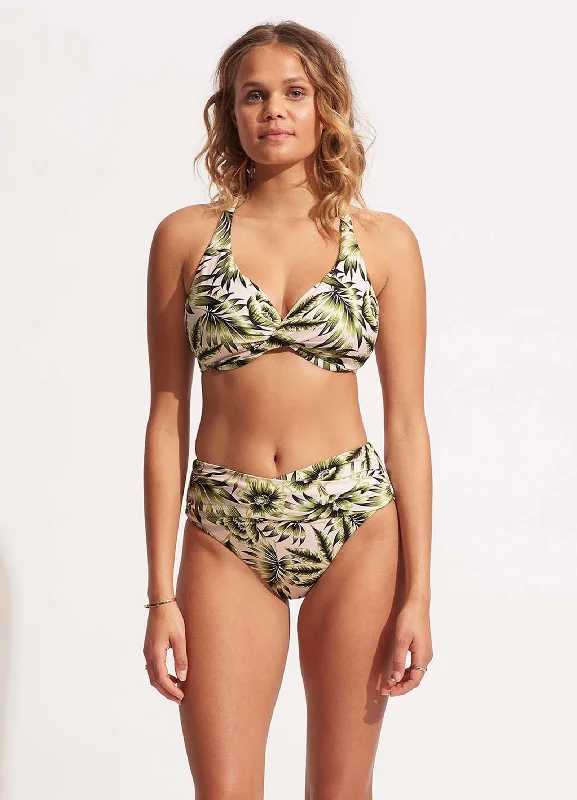 Island In The Sun High Waist Wrap Front Pant - Avocado