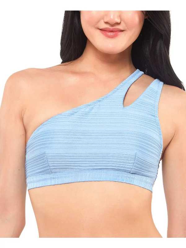 Womens Ribbed One Shoulder Bikini Swim top