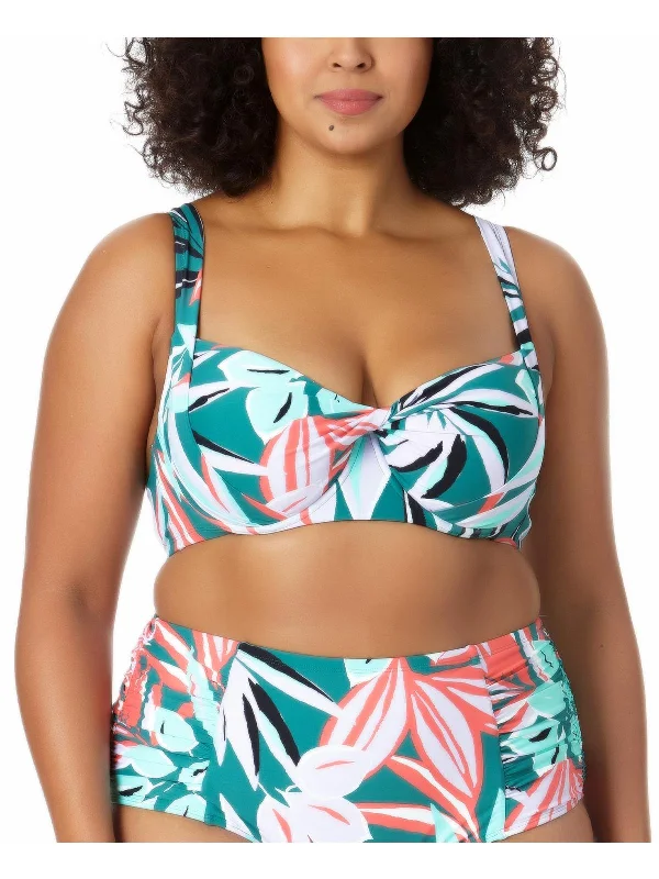 Plus Womens Underwire Floral Print Bikini Swim top