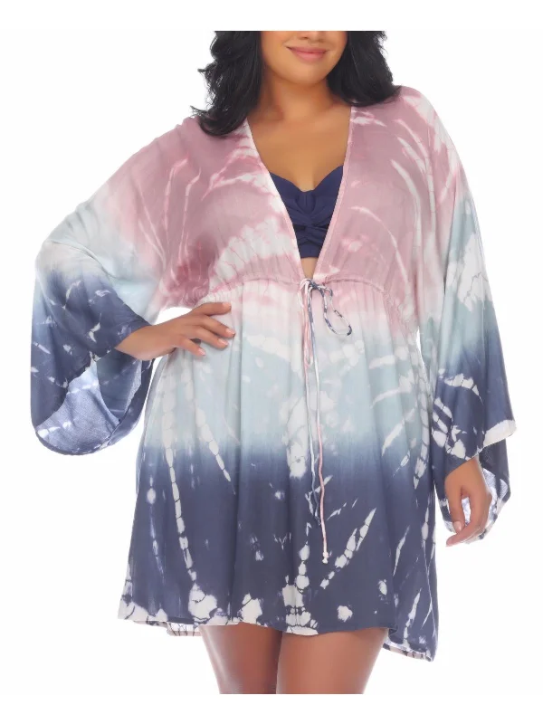 Plus Womens Beachwear Tie-Dye Cover-Up