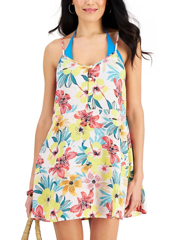 Juniors Womens Floral Print Dress Cover-Up