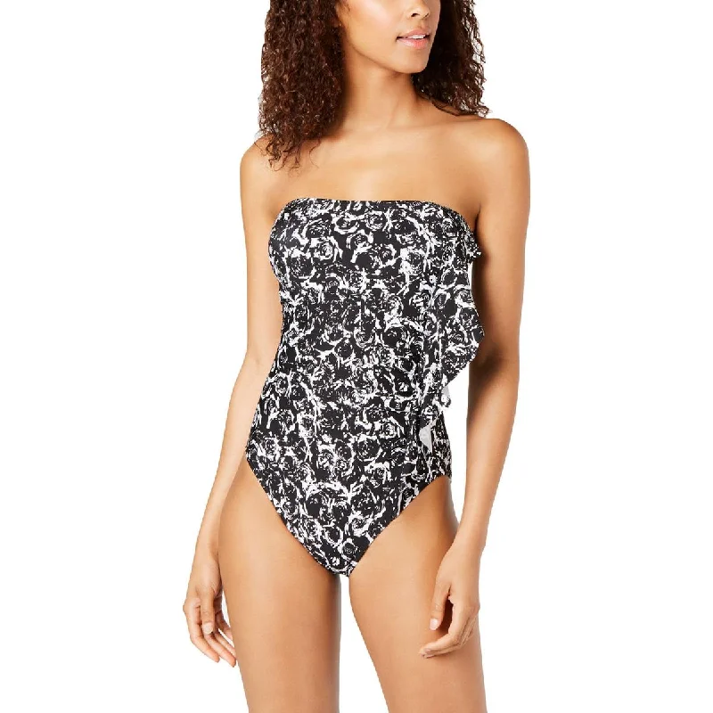 Womens Strapless Cinched One-Piece Swimsuit