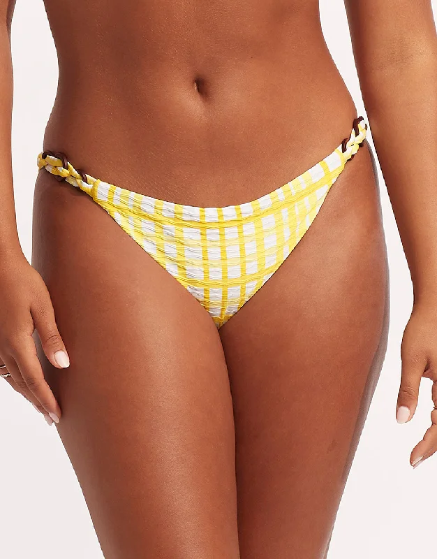 Amalfi Check Trim Hipster Bikini Pant - Lime Light