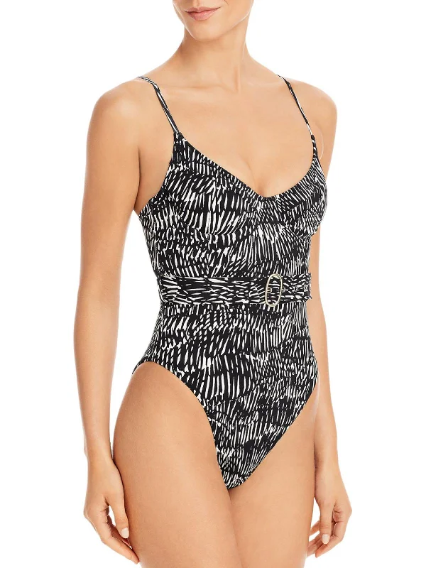 Womens Printed Underwire One-Piece Swimsuit