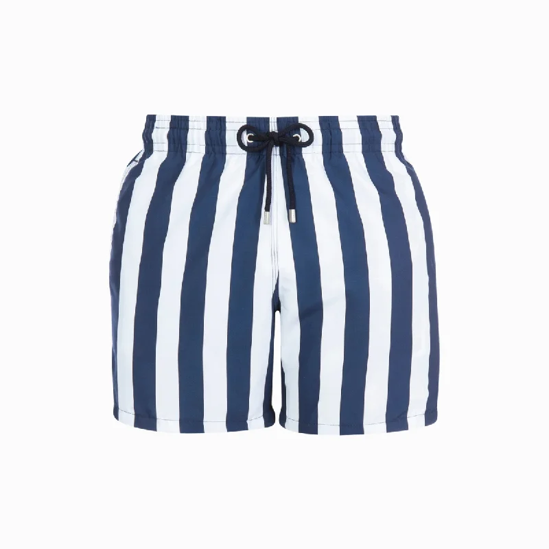 Mid-length Swim Shorts | Navy Stripe