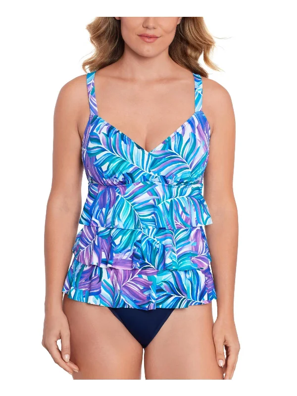 Womens Printed Tiered One-Piece Swimsuit