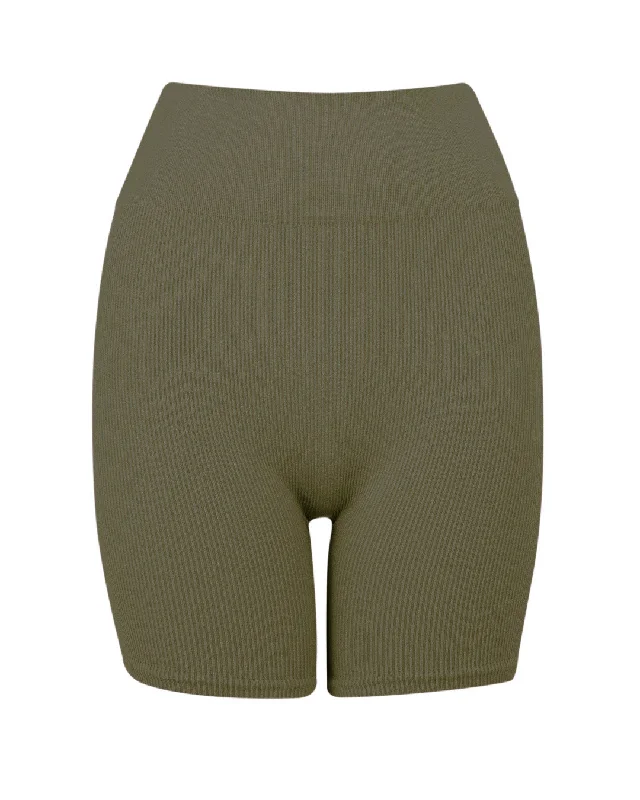 RIBBED COMPOSED Shorts | Olive