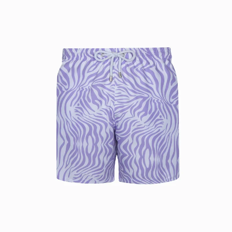 Mid-length Swim Shorts | Zebra / Lilac