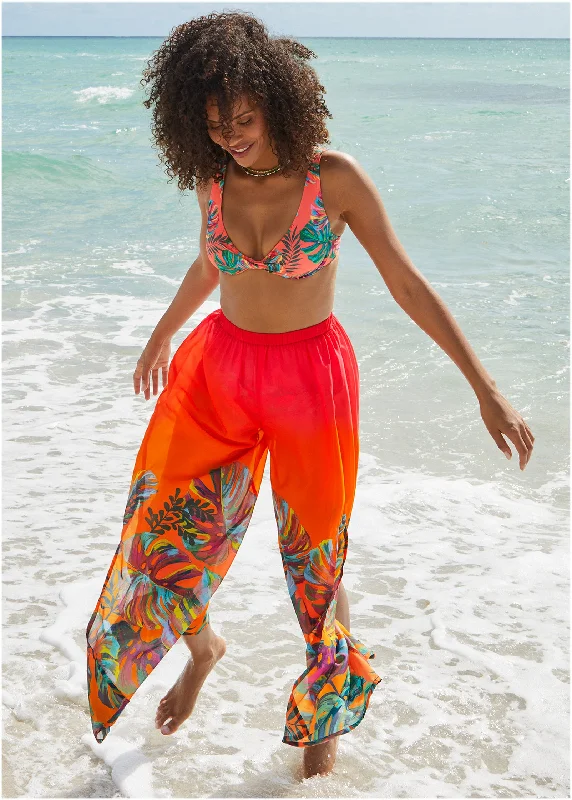 Palazzo Cover-Up Pants - Tropical Sunset Border