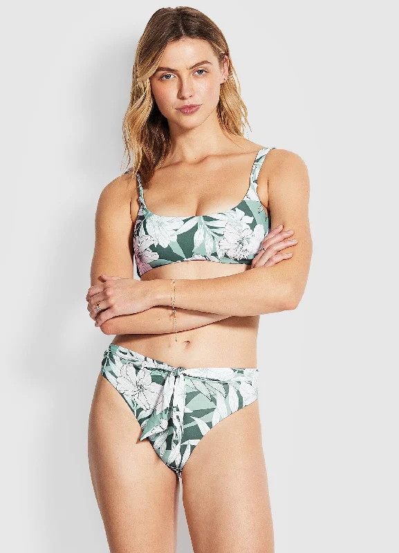 Copacabana Tie Front Hi Rise Bikini Pants - Vine