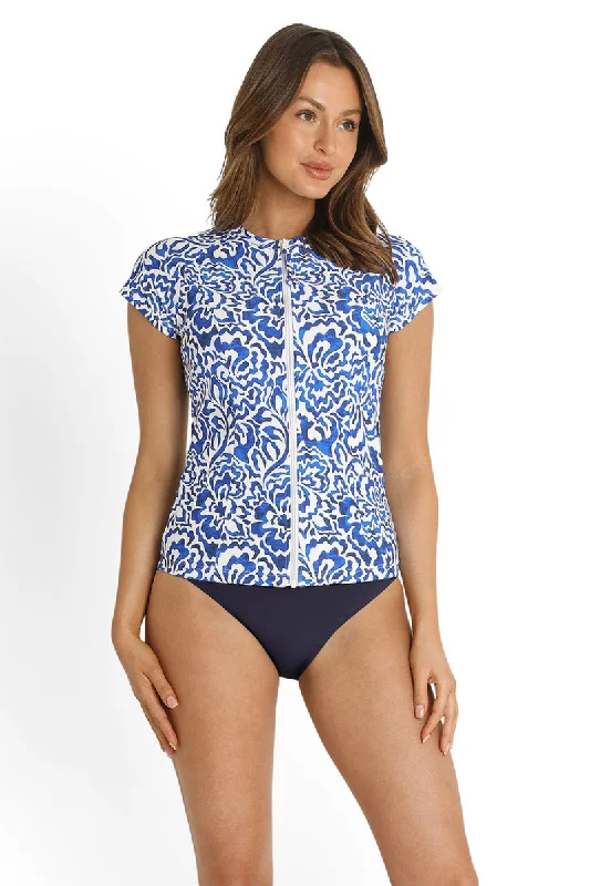 Sunseeker Corfu Short Sleeve Rash Vest - Blue