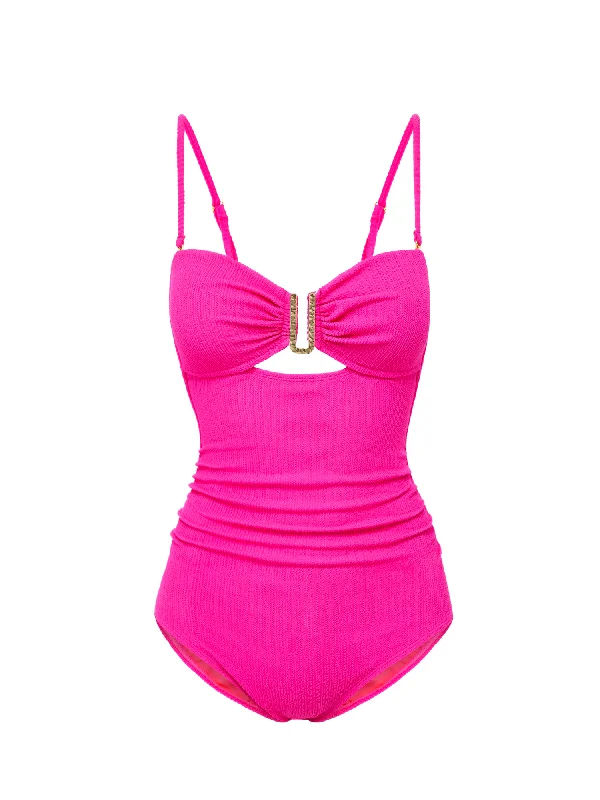 Lisa One Piece Shocking Pink Textured Stripe