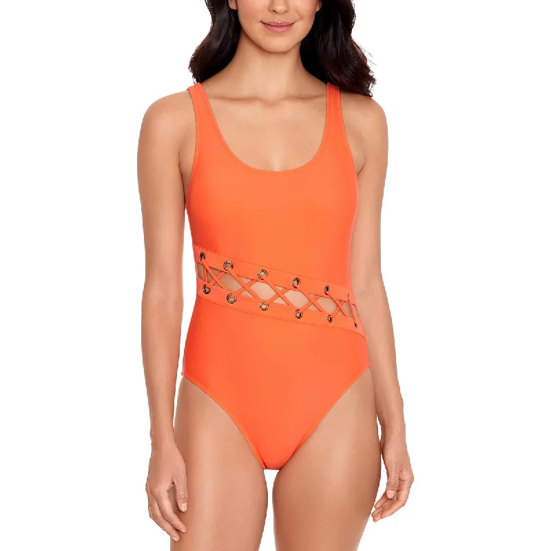 Womens Removable Padding Laceup One-Piece Swimsuit