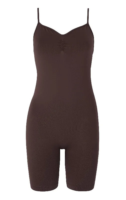 SPIRITED Shorts Unitard | Chocolate Brown