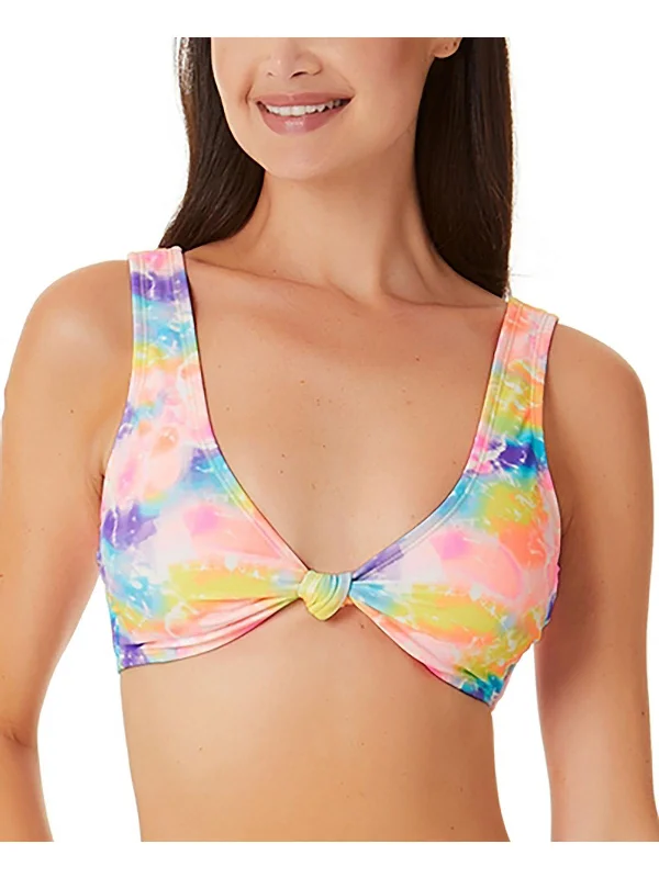 Juniors Womens Tie-Dye Knot Bikini Swim top