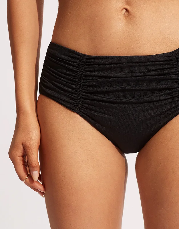 Collective Gathered Front Retro Bikini Pant - Black