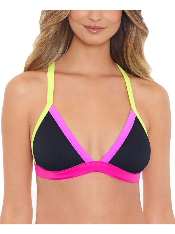 Juniors Womens Triangle Colorblock Bikini Swim top