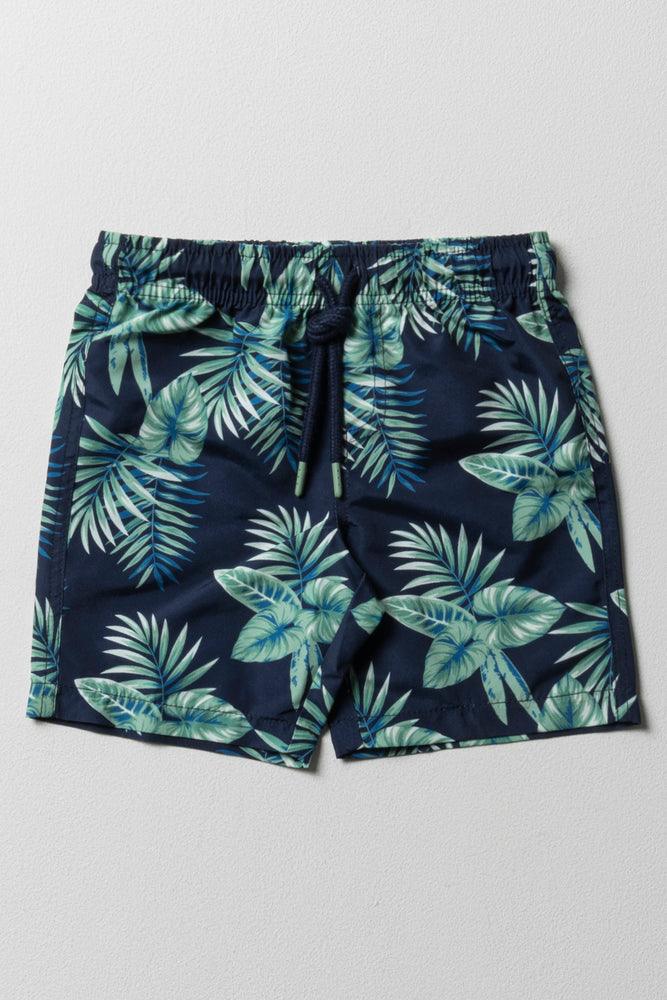 Swim Shorts Palm Leaf Navy