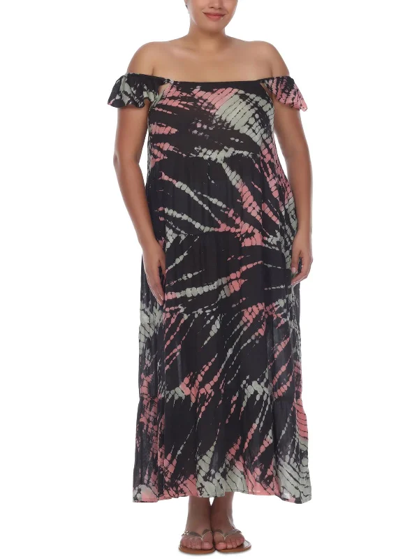 Plus Womens Tie-Dye Dress Cover-Up