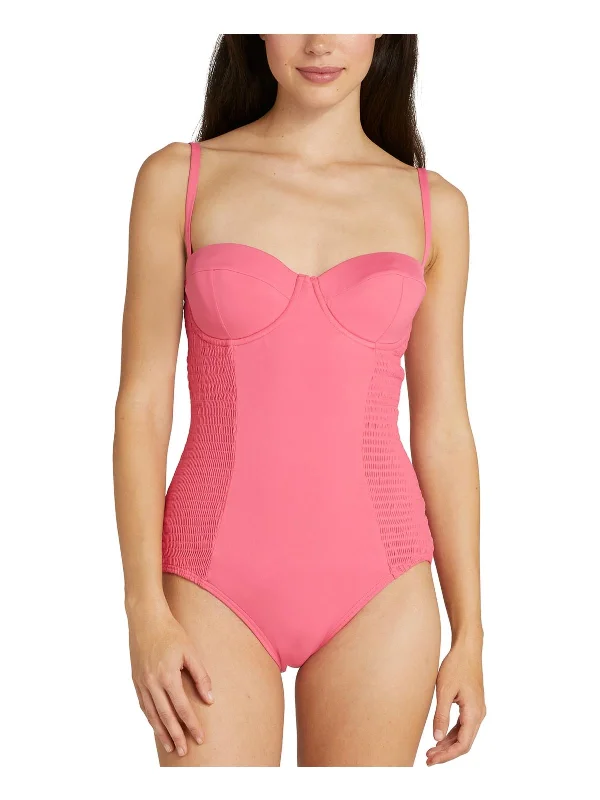 Womens Smocked Underwire One-Piece Swimsuit