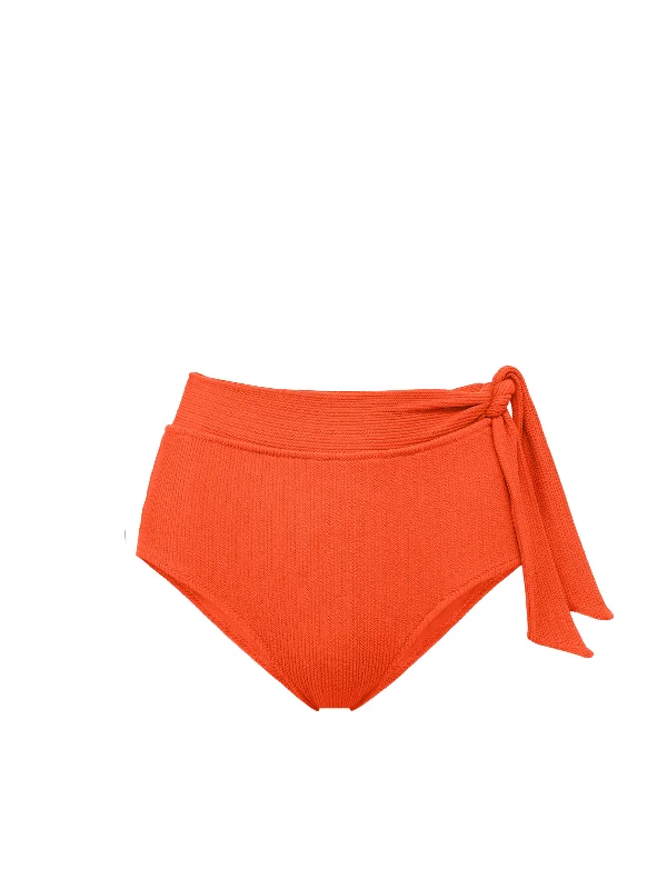 Side Tie High Waist Bottom In Flame Texture