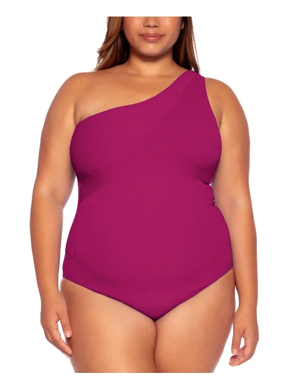 Plus Womens Adjustable Asymmetric One-Piece Swimsuit