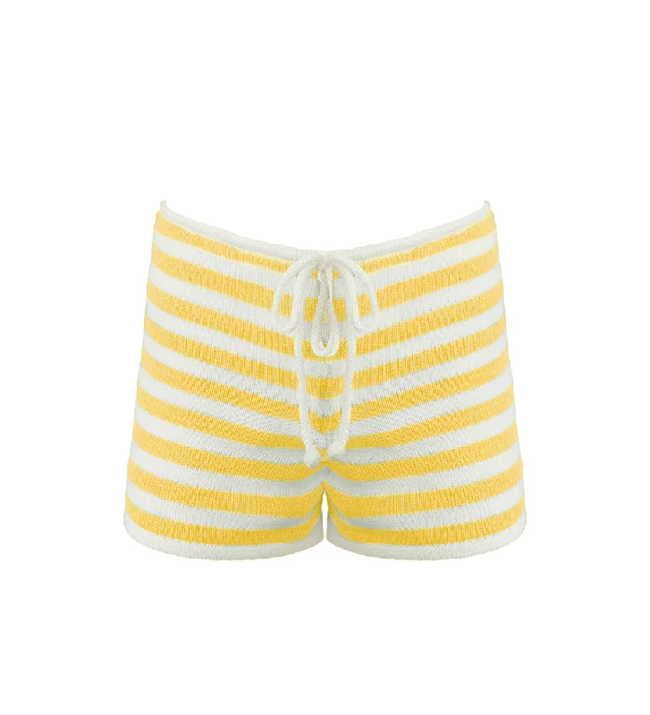 Maddy Yellow Knitted Stripes Short