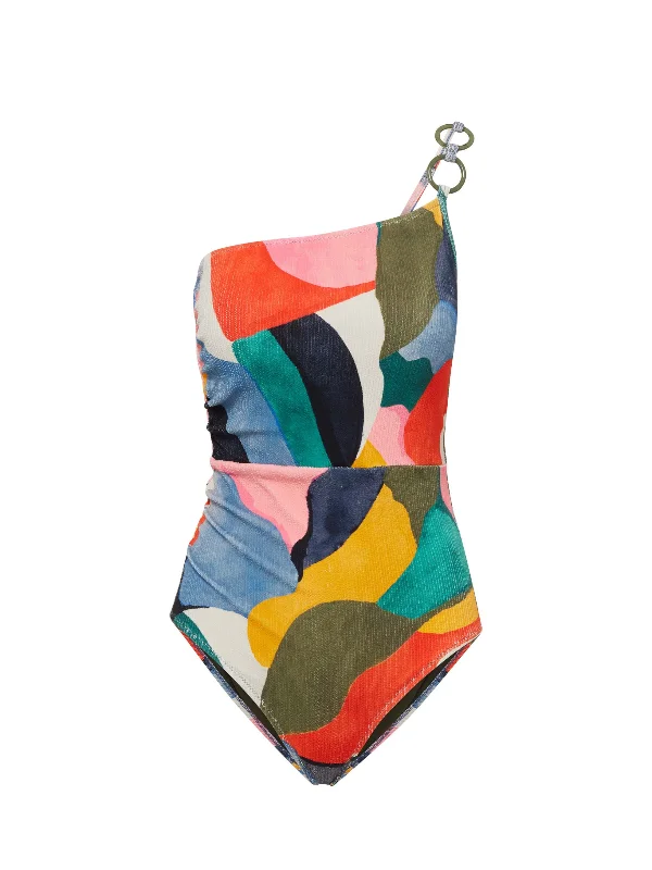 Kara One Piece In Carta Colorblock Texture