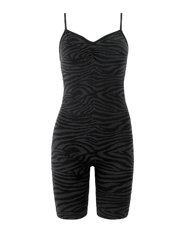 SPIRITED Shorts Unitard | Zebra Jacquard