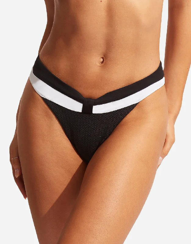 Slice of Splice Banded Bikini Pant - Black and White