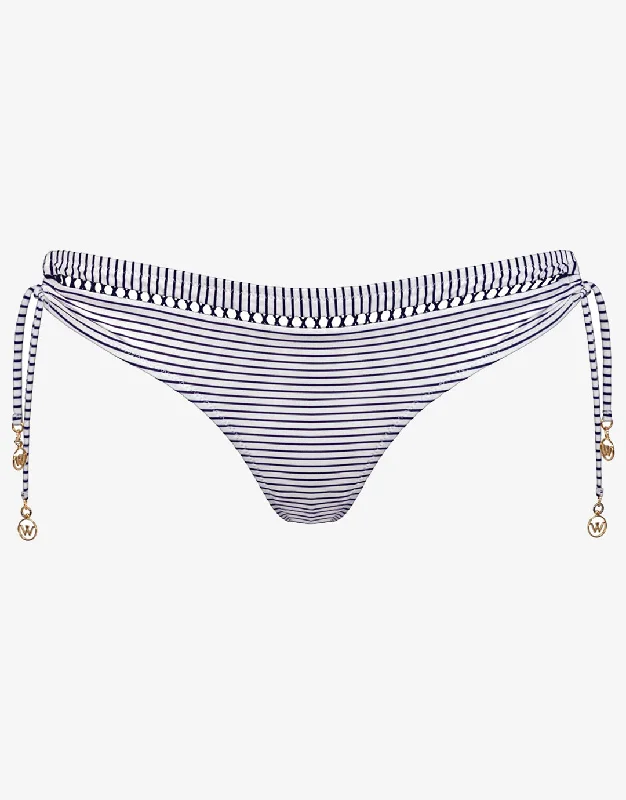 Strawberry Kiss Tie Side Bikini Pant -  White Night Blue