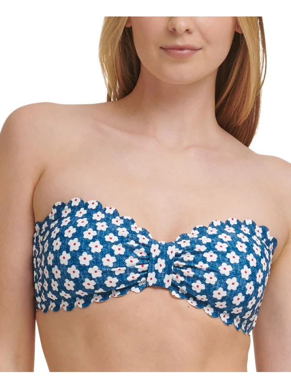 Womens Floral Print Bandeau Bikini Swim top