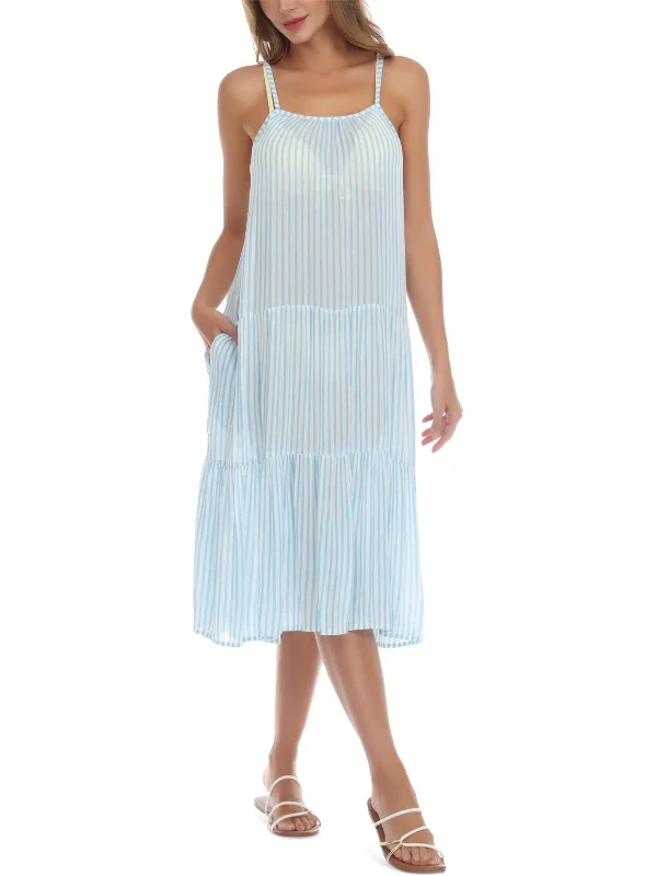 Womens Striped Dress Cover-Up